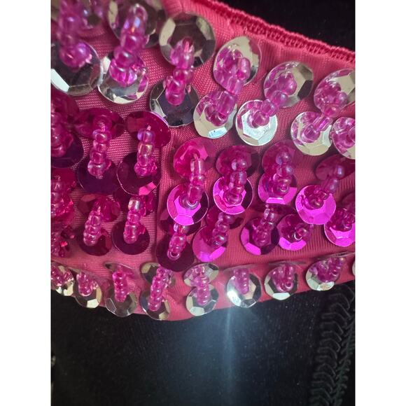 Costume x Belly Dance Sequin, Beaded, Fringe Two Piece Set Size 36 Pink - Picture 5 of 14